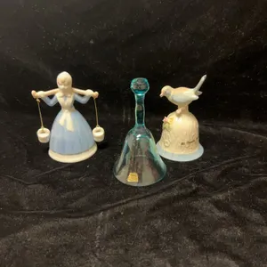 Porcelain and Glass Decorative Bell Trio Assortment