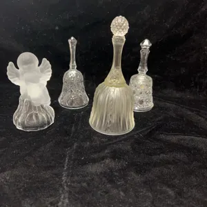 4 Cut and Frosted Glass and Crystal Table Bells