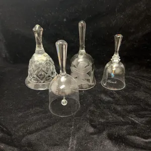 Four Decorative Glass and Crystal Table Bells