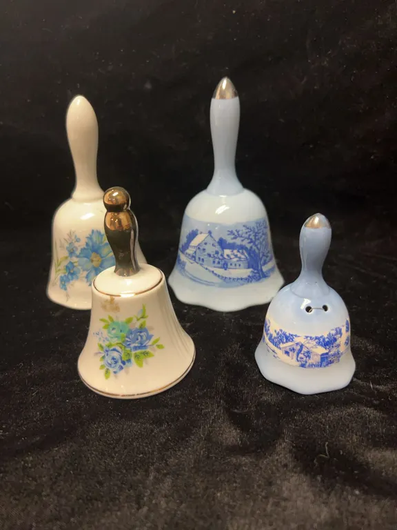 Porcelain Decorative Bell Collection with Floral and Scenic Designs