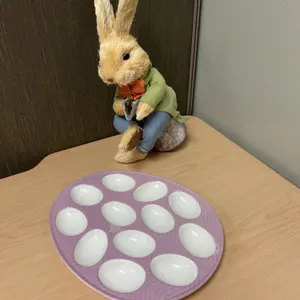 Rabbit Figurine with Deviled Egg Plate Set, 2 Pieces