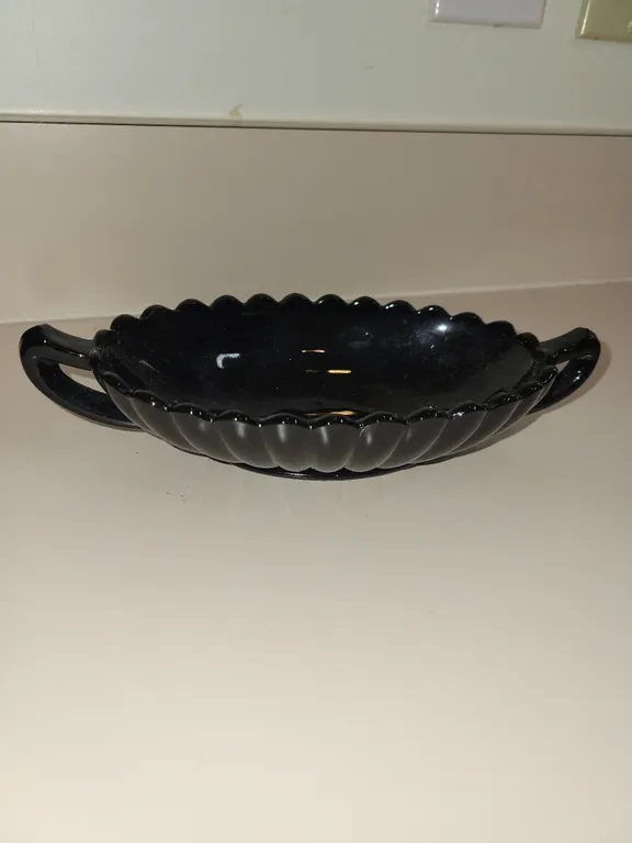 1940s imperial glass pillar flute black glass pickled dish