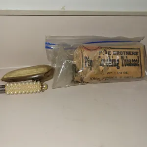 vintage miniature purse pen, specifically a faux-pearl and rhinestone-encrusted ladies' ballpoint pe