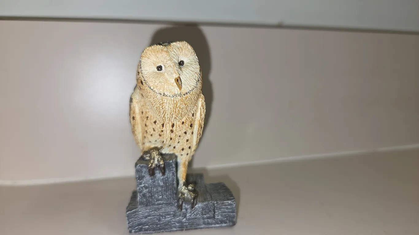 Vintage Barn Owl Textured Bronze Wildlife Collection Handcrafted Figurine 3"