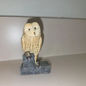 Vintage Barn Owl Textured Bronze Wildlife Collection Handcrafted Figurine 3"