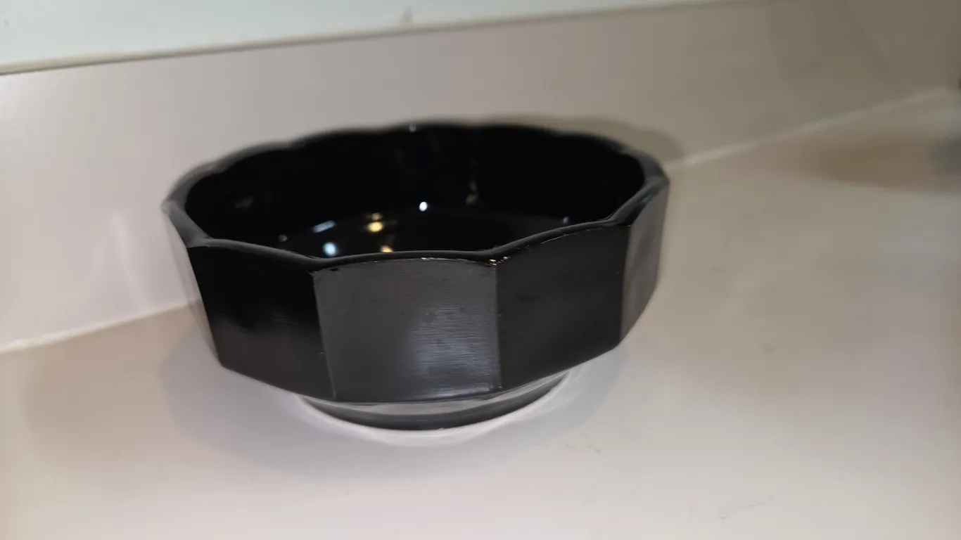 Vintage 60's MCM Arcoroc France Octagon Black Glass Salad Cereal Soup Fruit Bowl