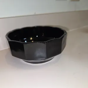Vintage 60's MCM Arcoroc France Octagon Black Glass Salad Cereal Soup Fruit Bowl