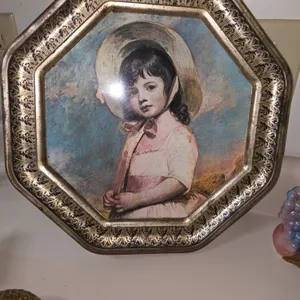 Picture Miss Willoughby George Rommey 12" Octagon 8 sides Tin Wall Art Hanging