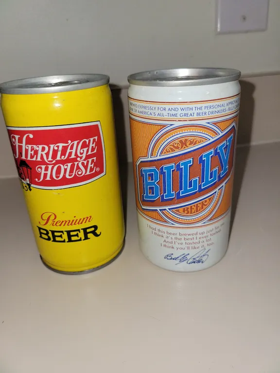 1 vintage 12-ounce can of Billy Beer from 1977. 1Heritage House Premium Beer 12-ounce steel pull-ta