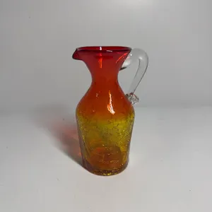 Blenko amberina crackle glass pitcher