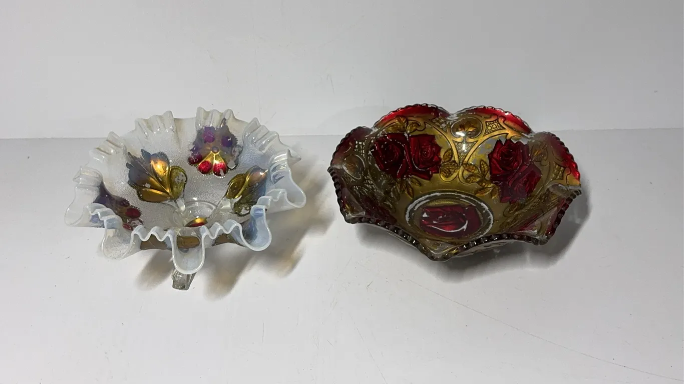 2 pieces of Goofus Glass