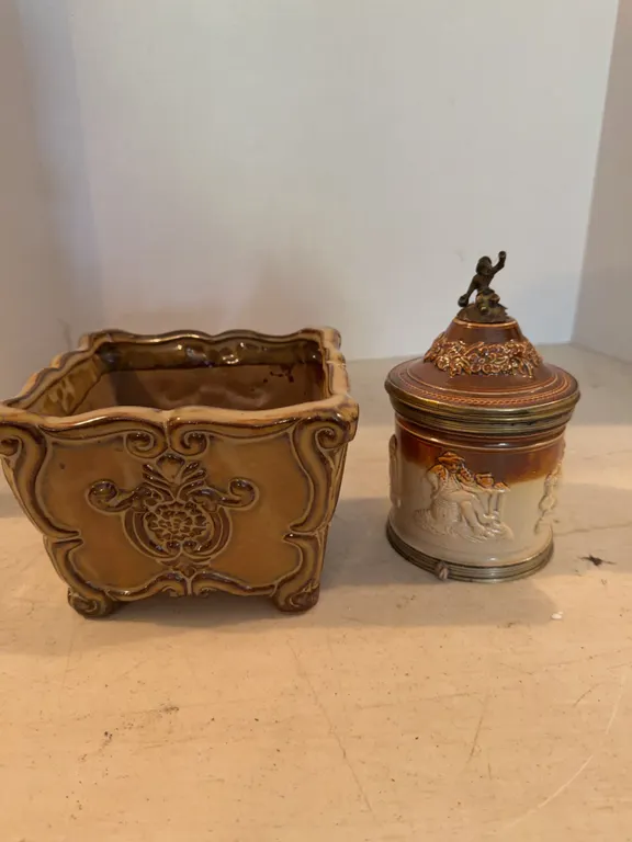 Painted Glass Jar And Pot