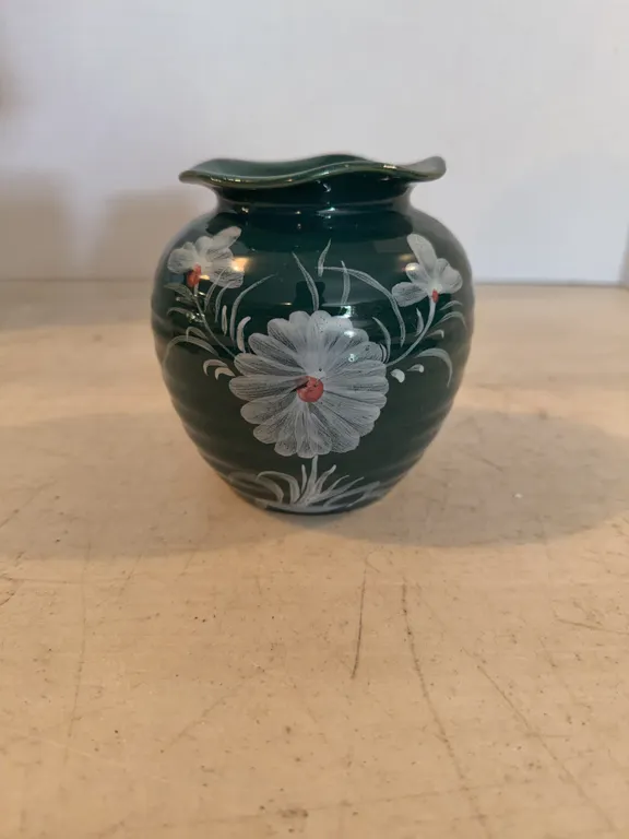 Hand Painted Green Vase
