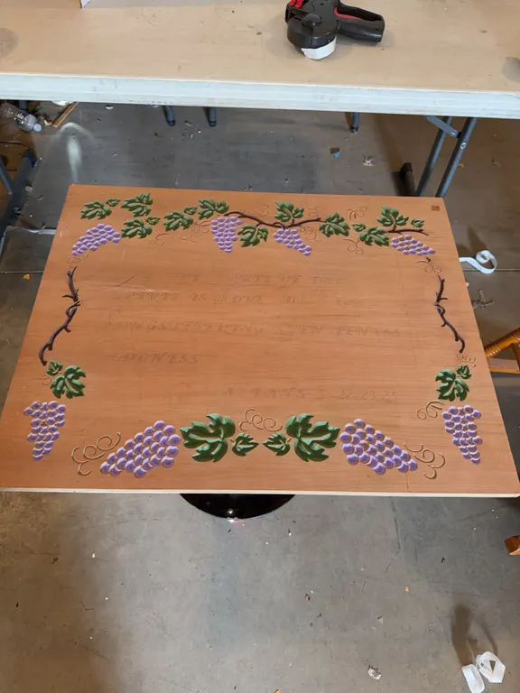 Wooden Engraved Board With Galatians 22,23,and 25 On It 32� x 25�