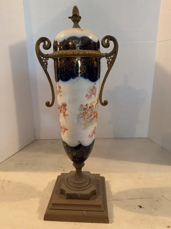 Antique Porcelain Gilt Bronze Mounted Urn Converted Lamp Base 20�