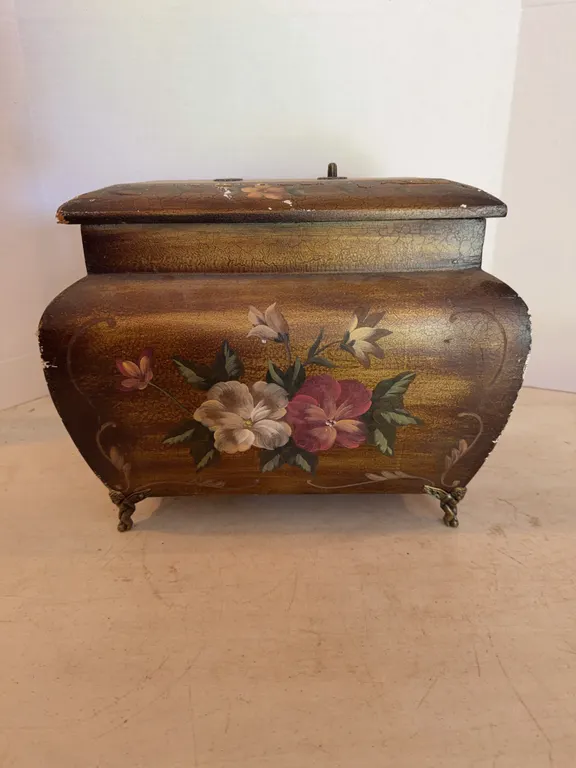 Wooden Floral Storage Chest 12� Tall