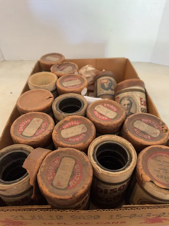 Box Of Vintage Edison Moulded Roll Records