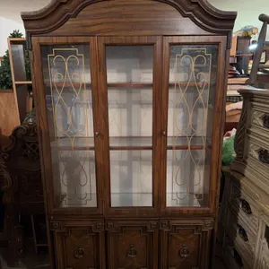 Light Up Wooden Display Case With Glass Shelves 80� x 44� x 12�