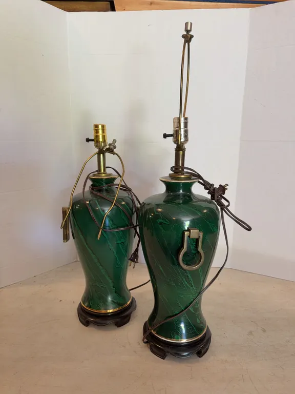 2 Emerald Green Lamps 21�