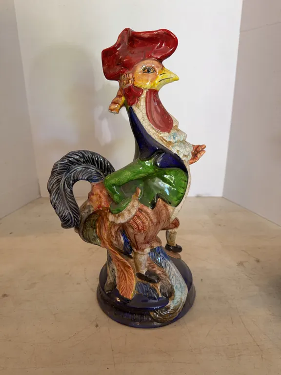 Painted Ceramic Chicken Statue 17�