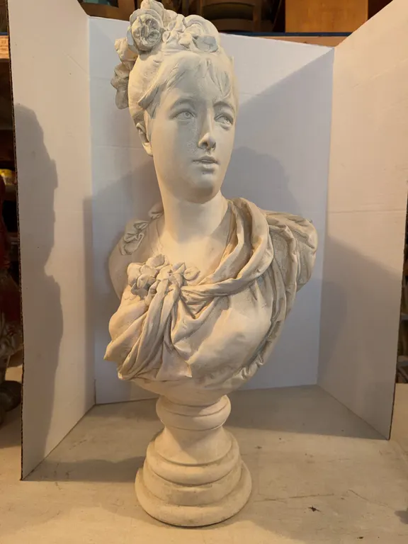 White Greek Head Statue 30� Tall