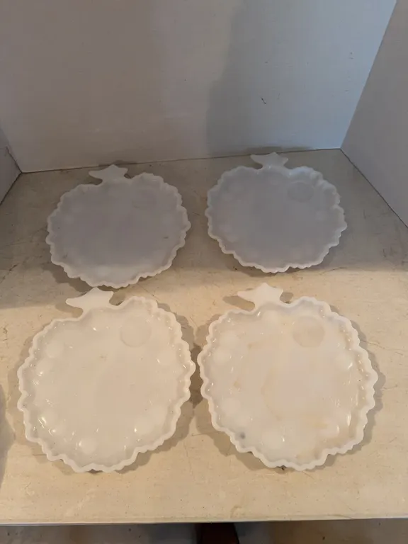 Milk White Glass Leaf Shaped Plates x8 (Not All Pictured)