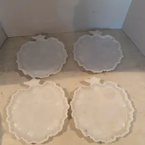 Milk White Glass Leaf Shaped Plates x8 (Not All Pictured)