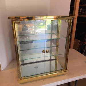 Gold And Glass Display Cabinet With Glass Shelving 28� x 12� x 23�