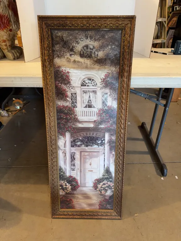 Large Golden Picture Frame With Mansion Picture 16� x 40�