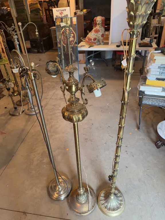 3 Large Golden Lamps 64� Tall