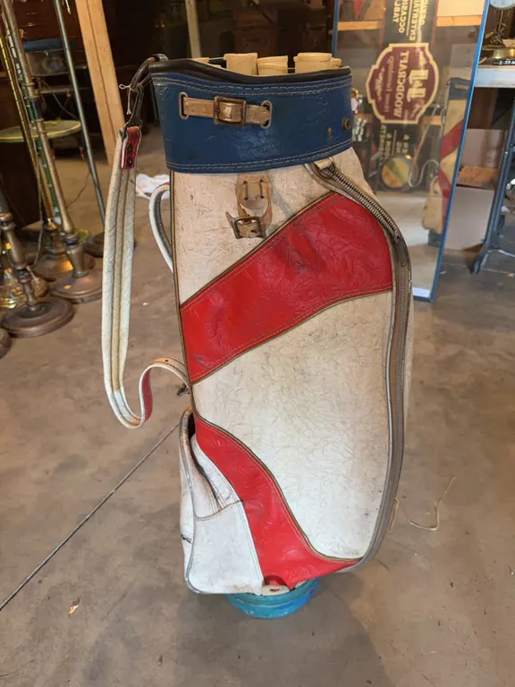 Vintage Red White And Blue Golf Bag 34� Tall