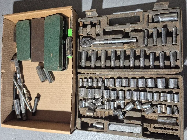 Assorted socket sets and extensions