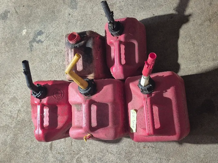 Assorted gas cans