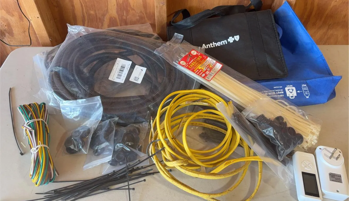 Large Assortment Of Wires, Cable Ties, Bags & More