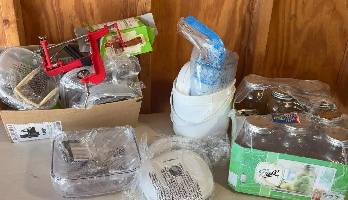 Lots Of Canning Supplies Including Cans, Caps, Corer & More