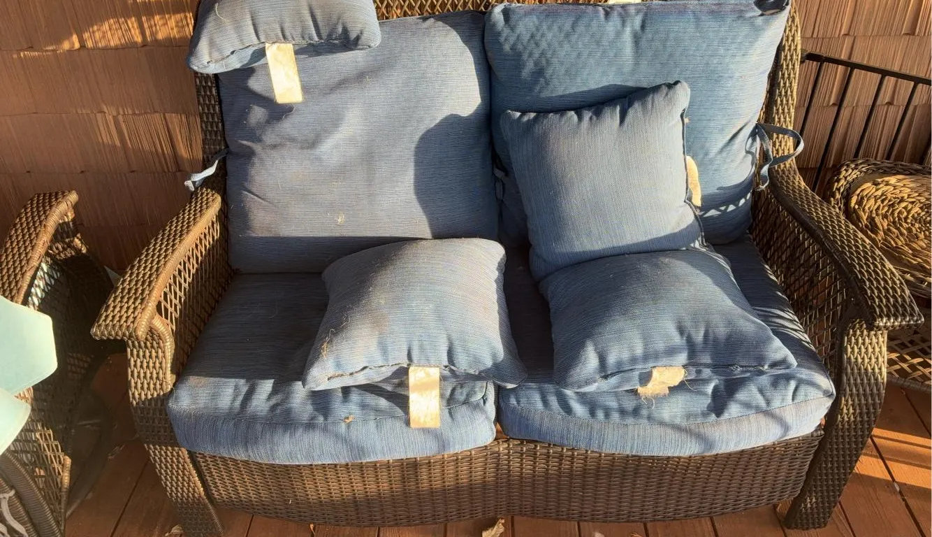 Outdoor Wicker Patio Loveseat -52x25x38 w/ Glass Topped Side Table -20x20x22