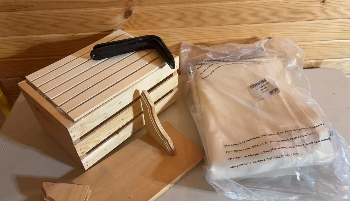Sleep Number Air Chamber -New In Package & Wooden Crate & Wooden Shelf -Broken