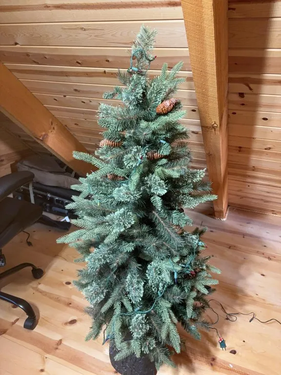 (2) Piece Lighted Christmas Tree On Base -55” Tall