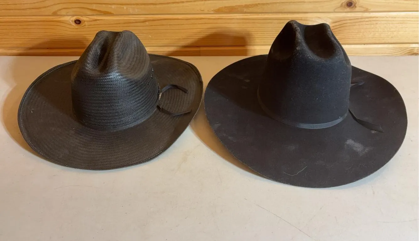 (2) Black Cowboy Hats (1) Bailey 7-1/2