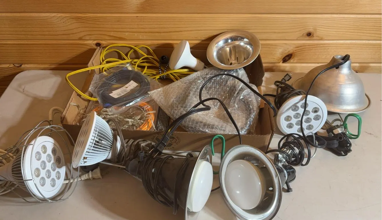 Assortment Of Utility Lighting, Cords, Replacement Of Bulbs