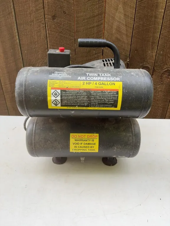 Central Pneumatic Twin Tank 2HP/ 4 Gallon Air Compressor -Untested