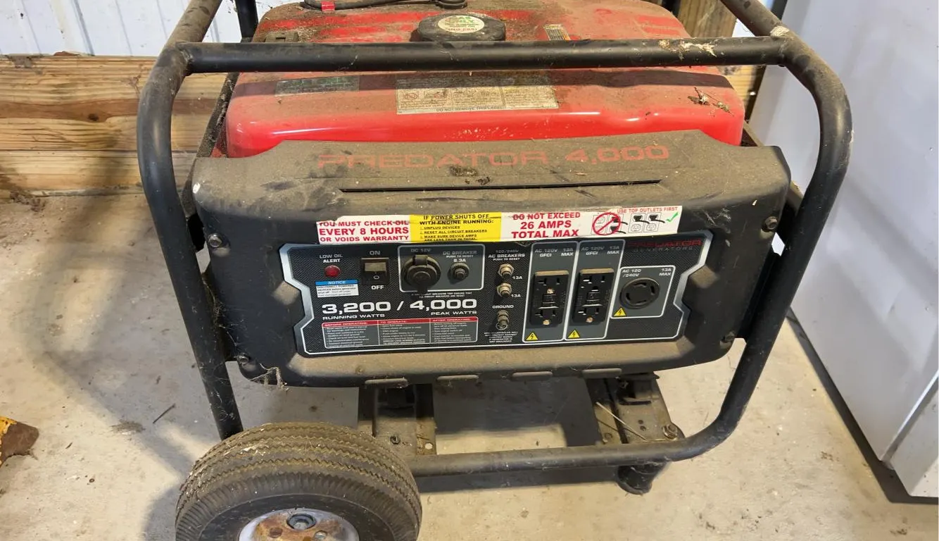Predator 4000 generator -3200 running Watts 4000 peak watts - 26 Amps