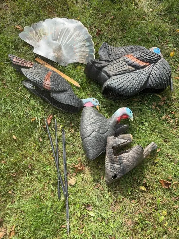 (3) Turkey Decoys w/ Stakes - (1) Rough Condition