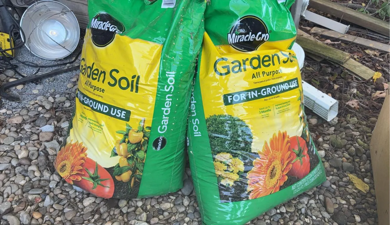 Two bags of Miracle-Gro garden soil