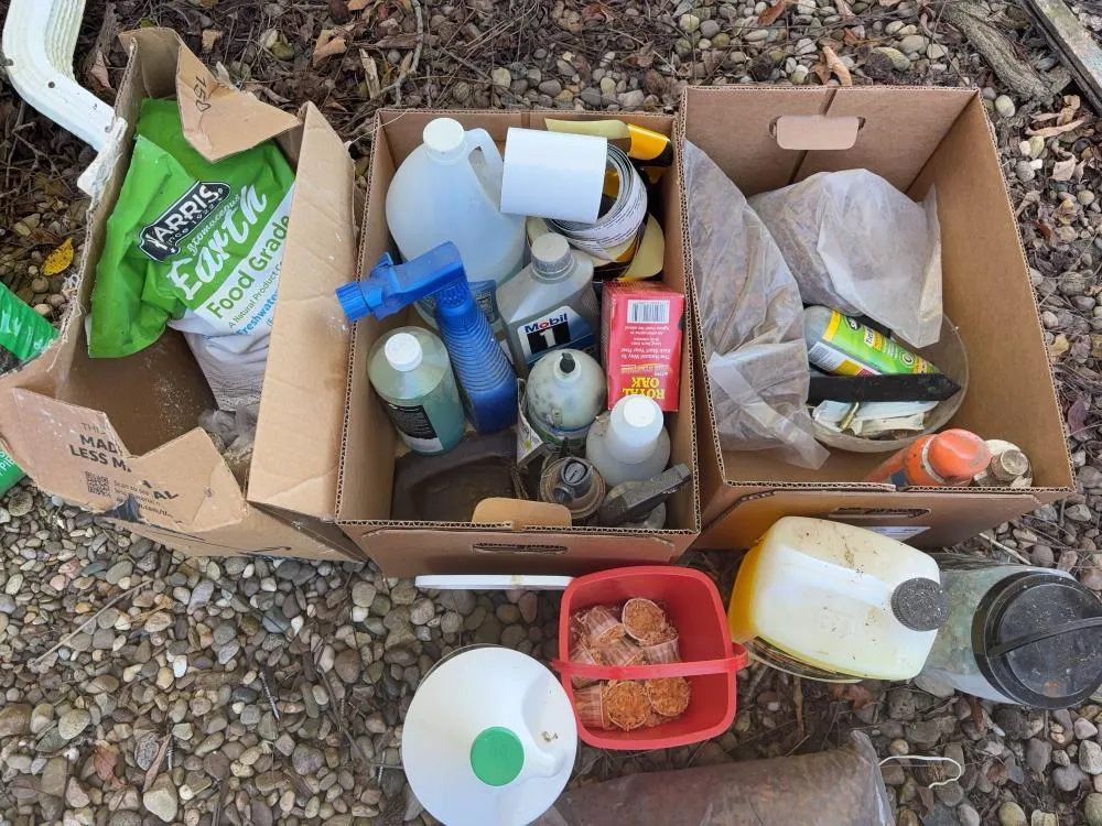 Two boxes of cleaning supplies and Misc. Lime