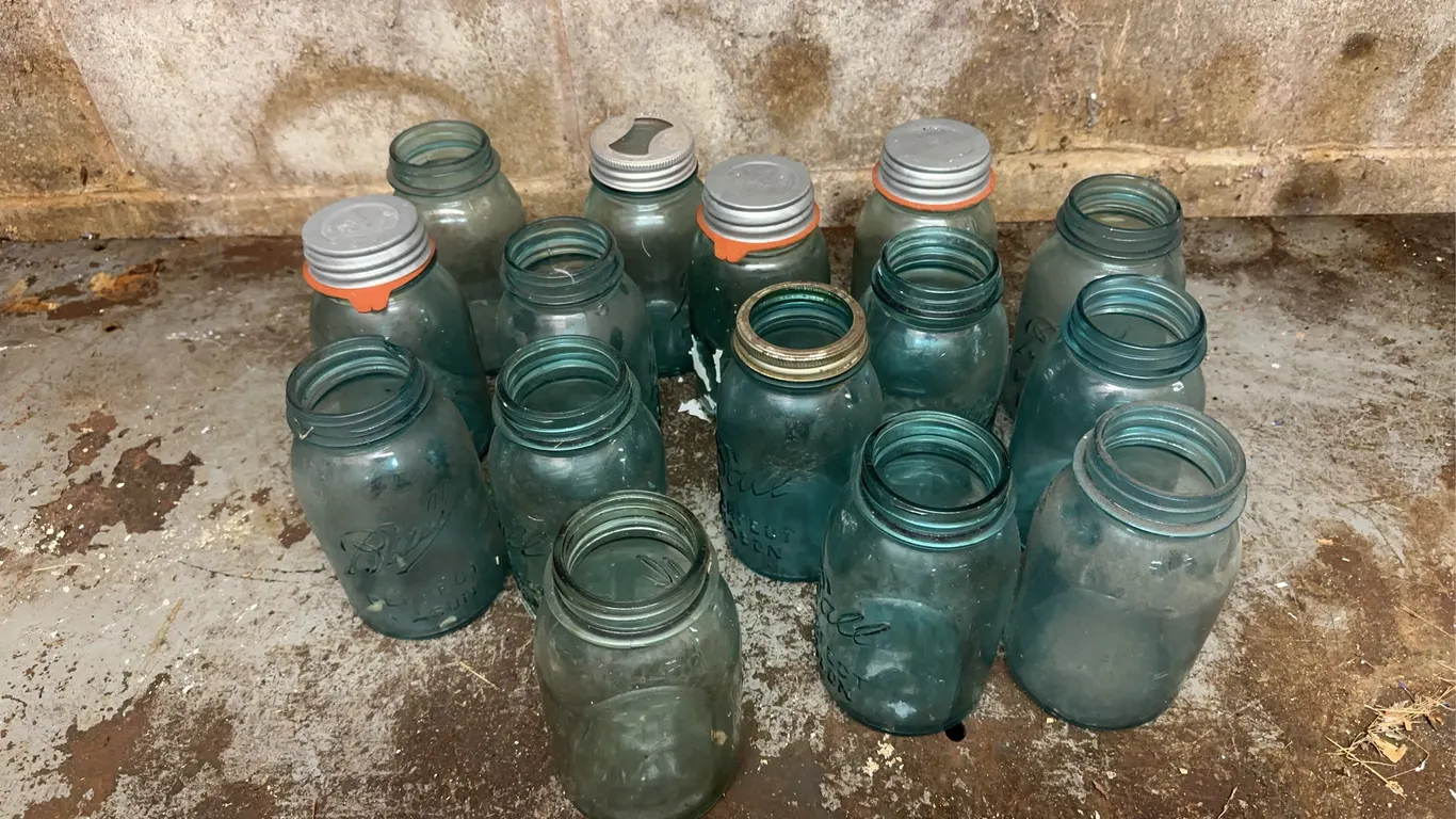 (15)-Blue quart jars