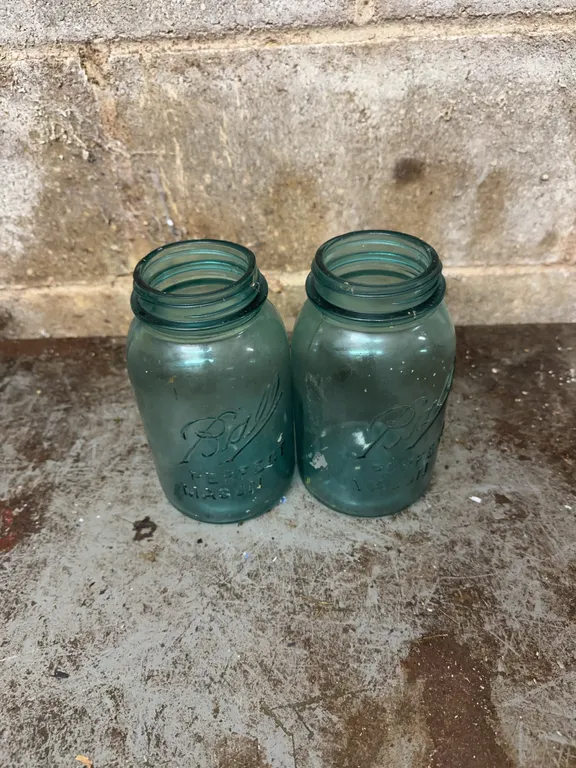 Blue 1/2 gal, quart & pint jars