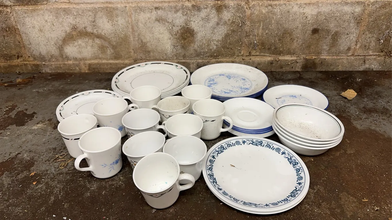 Lot of Corning & Corelle plates bowls & cups