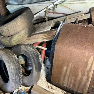 Contents of Pile Including Auger, Ladder, Scrap Metal/Wood & More