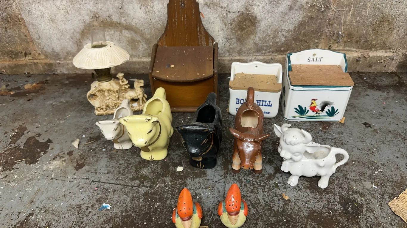 Ceramic cow creamers, storage containers & more